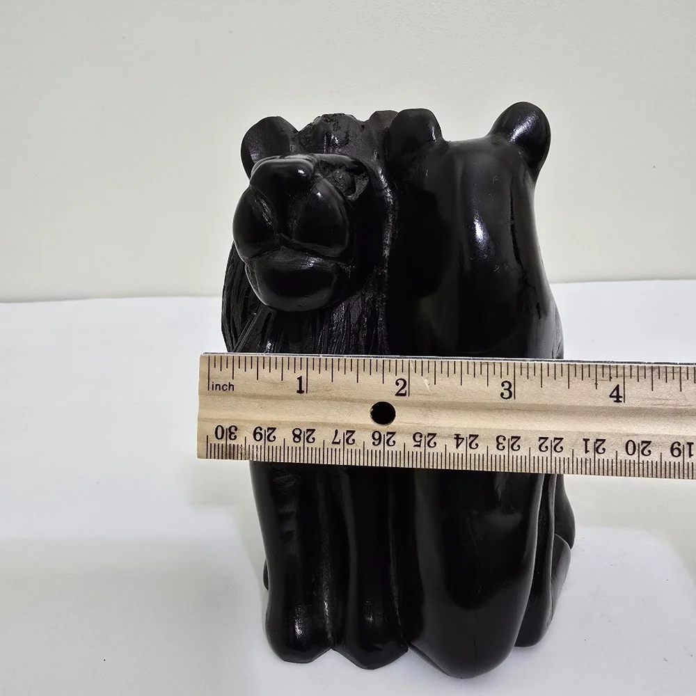 vintage hand carved Ebony Wood African Lion Lioness 5.5